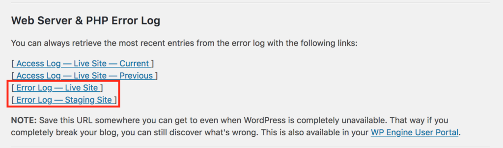 wpengine plugin error logs sample