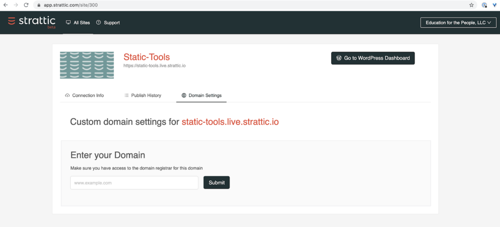 dns setting demo on strattic