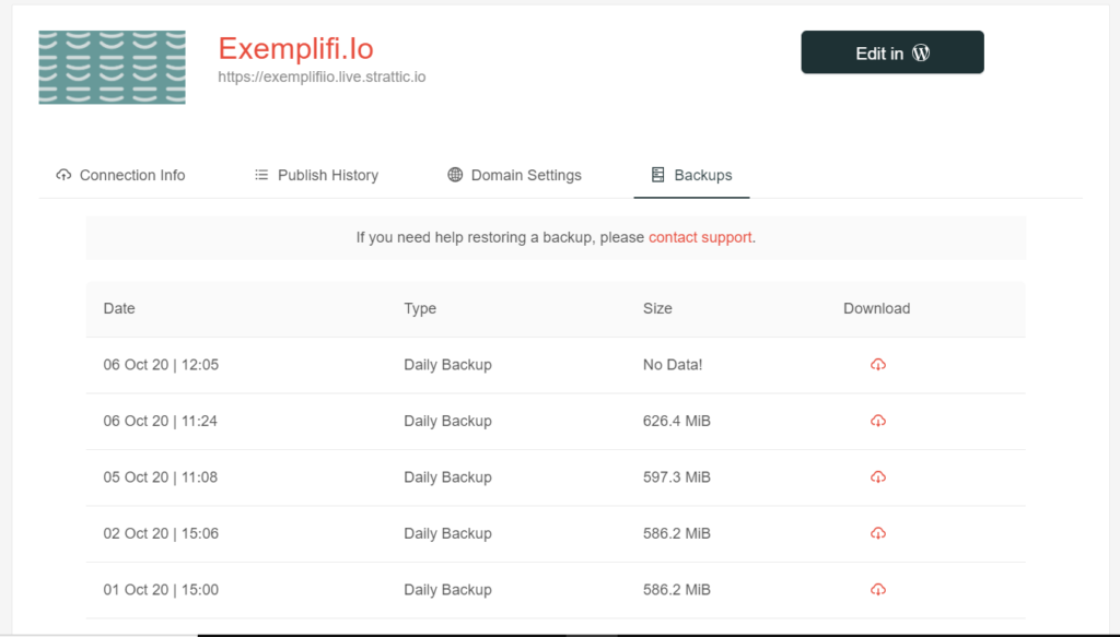exemplifi strattic backup and restore demo